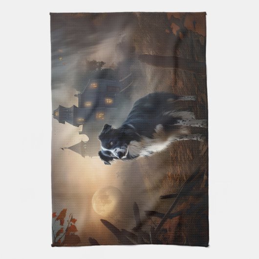 Border Collie Halloween eng Theedoek (Verticaal)
