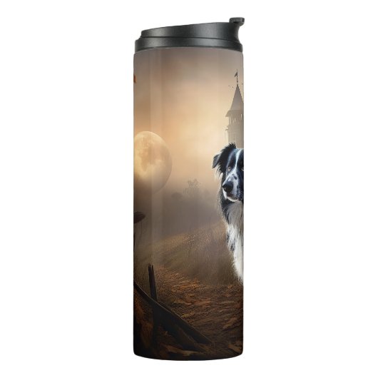 Border Collie Halloween eng Thermosbeker (Gedraaid links)