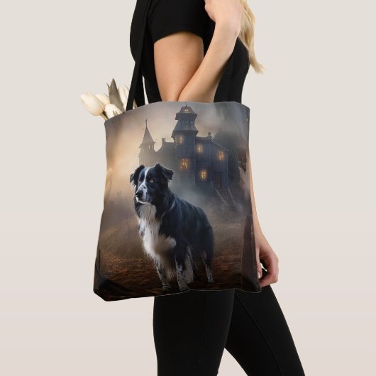 Border Collie Halloween eng Tote Bag (Dichtbij)