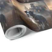 Border Collie Halloween Griezelen Cadeaupapier (Rol Hoek)