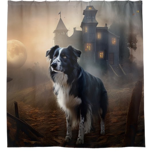 Border Collie Halloween Griezelen Douchegordijn (Voorkant)