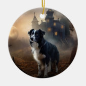 Border Collie Halloween Griezelen Keramisch Ornament (Voorkant)