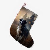 Border Collie Halloween Griezelen Kleine Kerstsok (Voorkant (Hangend))