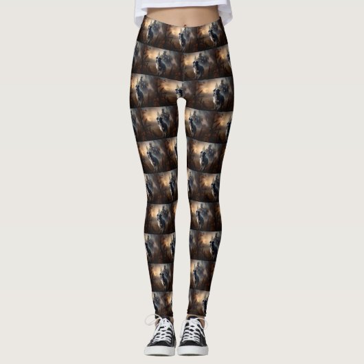 Border Collie Halloween Griezelen Leggings (Voorkant)