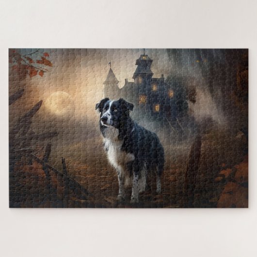 Border Collie Halloween Griezelen Legpuzzel (Horizontaal)