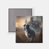 Border Collie Halloween Griezelen  Magneet (Voorkant / Achterkant)