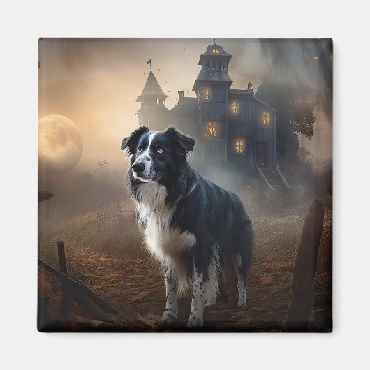 Border Collie Halloween Griezelen  Magneet (Voorkant)