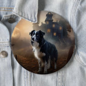 Border Collie Halloween Griezelen Ronde Button 6,0 Cm (In situ)