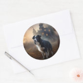 Border Collie Halloween Griezelen Ronde Sticker (Envelop)