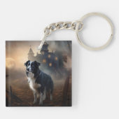 Border Collie Halloween Griezelen Sleutelhanger (Achterkant)