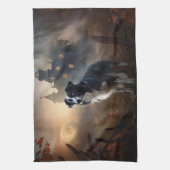 Border Collie Halloween Griezelen Theedoek (Verticaal)