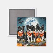 Border Collie Halloween Griezelig Magneet (Voorkant / Achterkant)