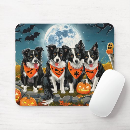 Border Collie Halloween Griezelig Muismat (Met muis)