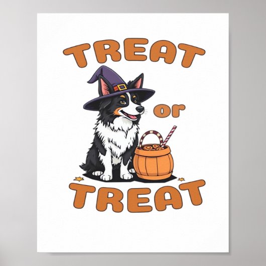 Border Collie Halloween Hondenkostuum "Trakteer of Poster (Voorkant)
