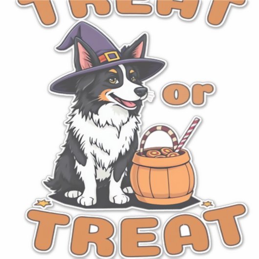 Border Collie Halloween Hondenkostuum "Trakteer of Sticker (Voorkant)