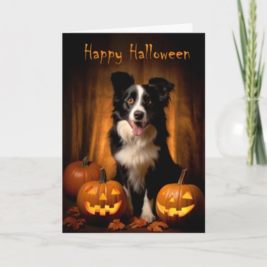 Border Collie Halloween Kaart (Voorkant)