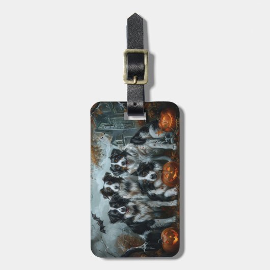 Border Collie Halloween Night Doggy Delight Bagagelabel (Voorkant verticaal)