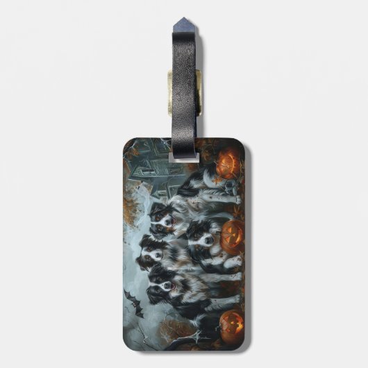 Border Collie Halloween Night Doggy Delight Bagagelabel (Achterkant verticaal)