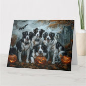 Border Collie Halloween Night Doggy Delight Kaart (Voorkant)