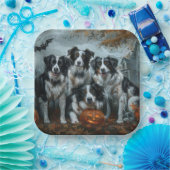 Border Collie Halloween Night Doggy Delight Papieren Bordje (Feest)