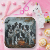 Border Collie Halloween Night Doggy Delight Papieren Bordje (Feest)