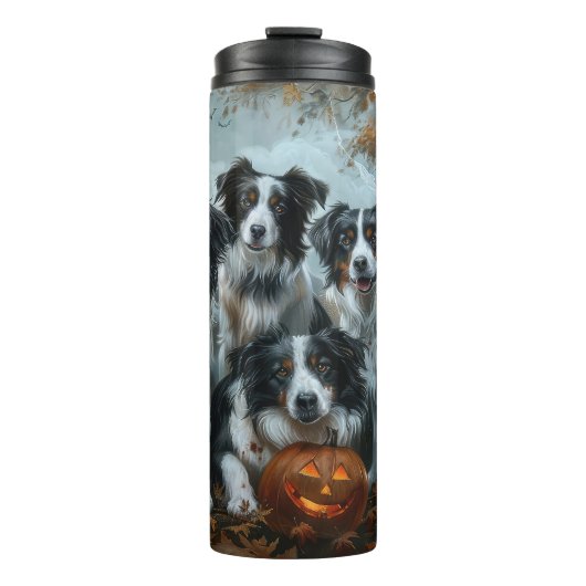 Border Collie Halloween Night Doggy Delight Thermosbeker (Voorkant)