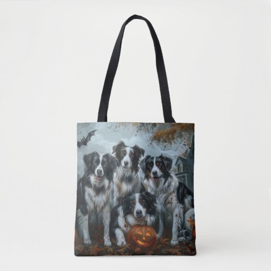 Border Collie Halloween Night Doggy Delight Tote Bag (Voorkant)