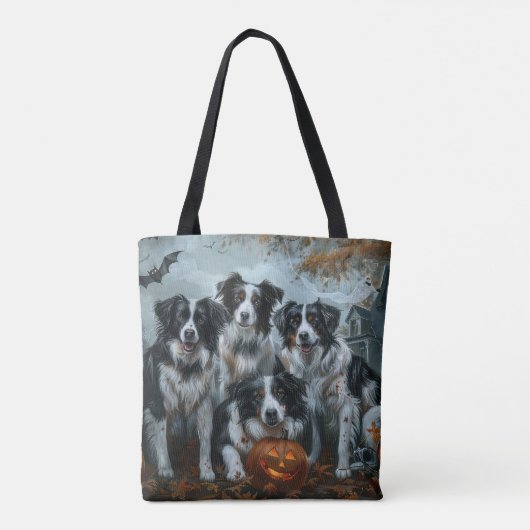 Border Collie Halloween Night Doggy Delight Tote Bag (Achterkant)