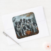 Border Collie Halloween Night Doggy Delight Vierkante Sticker (Envelop)