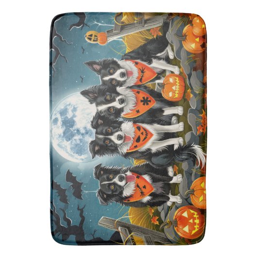 Border Collie Halloween Spooky Badmat (Voorkant Verticaal)