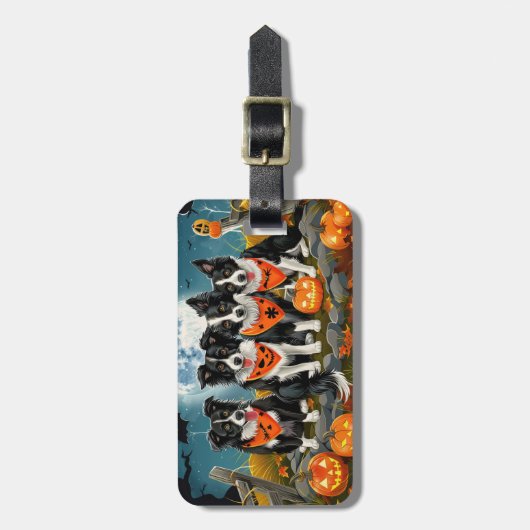 Border Collie Halloween Spooky Bagagelabel (Voorkant verticaal)