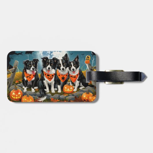 Border Collie Halloween Spooky Bagagelabel (Achterkant horizontaal)