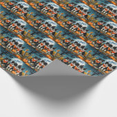 Border Collie Halloween Spooky Cadeaupapier (Hoek)