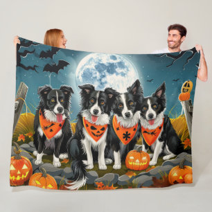 Border Collie Halloween Spooky Fleece Deken