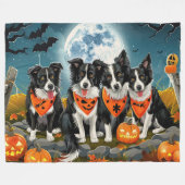 Border Collie Halloween Spooky Fleece Deken (Voorkant (Horizontaal))