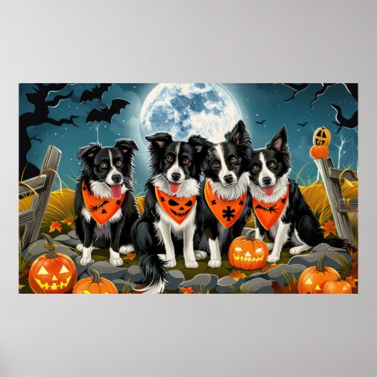 Border Collie Halloween Spooky Poster (Voorkant)