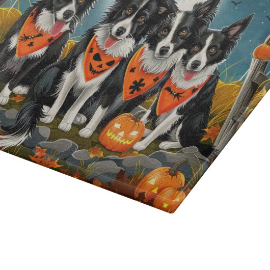 Border Collie Halloween Spooky Snijplank (Hoek)