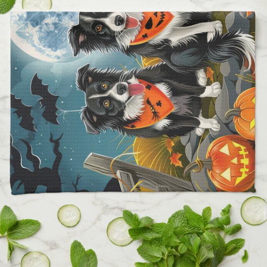 Border Collie Halloween Spooky Theedoek (Gevouwen)