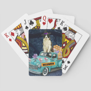 Border Collie Halloween vrachtwagen griezelige nac Pokerkaarten