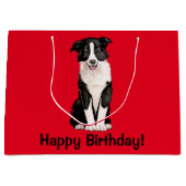 Border Collie Happy Birthday Large Cadeautasje (Voorkant)