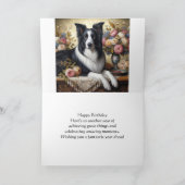 Border Collie Happy Birthday Vouwkaart Kaart (Binnen)