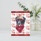 Border Collie Hartjes Hond Liefhebber Valentijns C Feestdagenkaart (Staand voorkant)