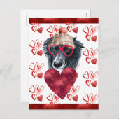 Border Collie Hartjes Hond Liefhebber Valentijns C Feestdagenkaart (Voorkant / Achterkant)
