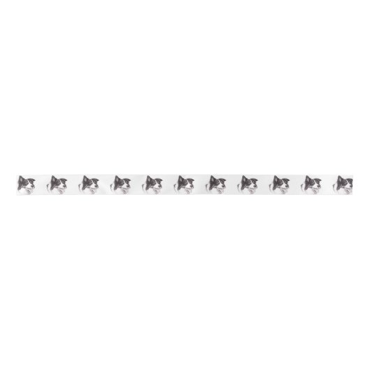 Border Collie Head Dog Art Ribbon Satijnen Lint (Voorkant)