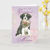 Border Collie Heart mama Kaart (Gele Bloem)