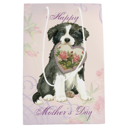 Border Collie Heart mama Medium Cadeauzakje (Voorkant)