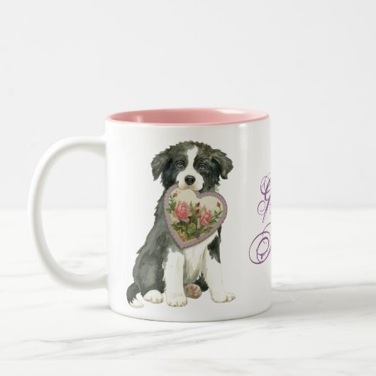 Border Collie Heart mama Tweekleurige Koffiemok (Links)