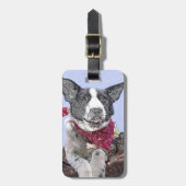 Border Collie Heeler Reddingshond Schets Kunst Bagagelabel (Voorkant verticaal)