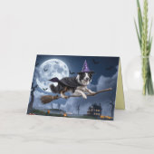 Border Collie Heks Halloween Kaart (Achterkant)