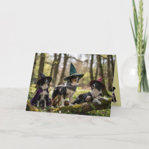 Border Collie Heks Halloween Kaart